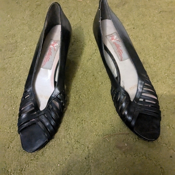 Black Slip On Heels by The Collection - Picture 1 of 7